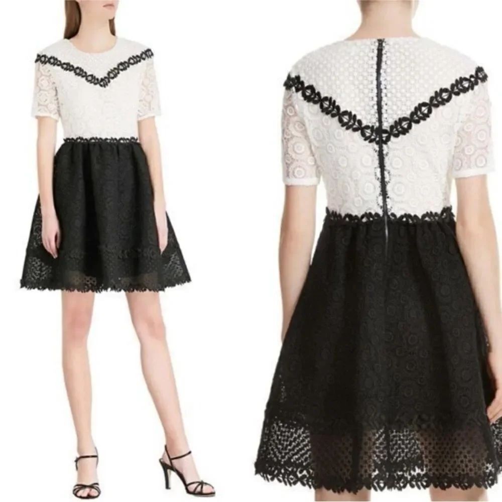 Maje Elegant Black and White Lace Dress, S